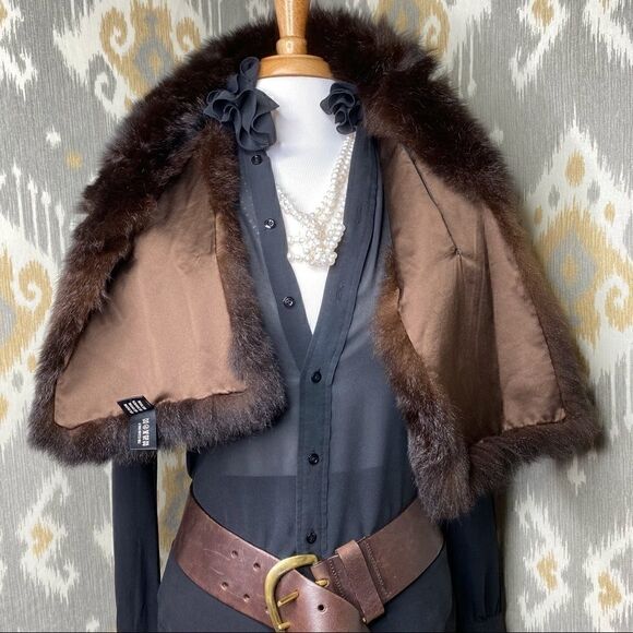 Ralph Lauren Black Label * Brown Opossum Fur Pull Through Scarf - Picture 9 of 16